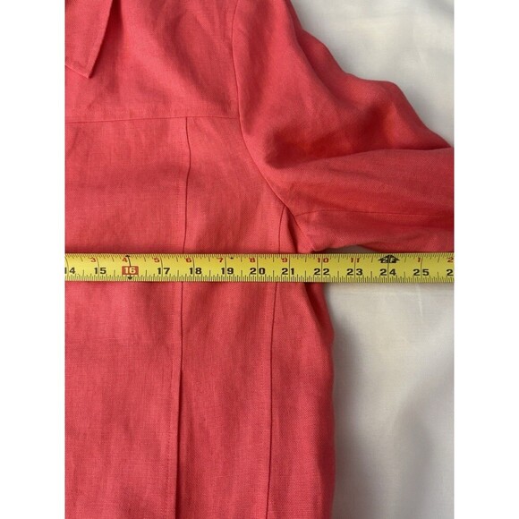 TALBOTS Irish Linen Blazer Women 18 Pink Jacket Lined Crop Button Pocket Office - Picture 7 of 13